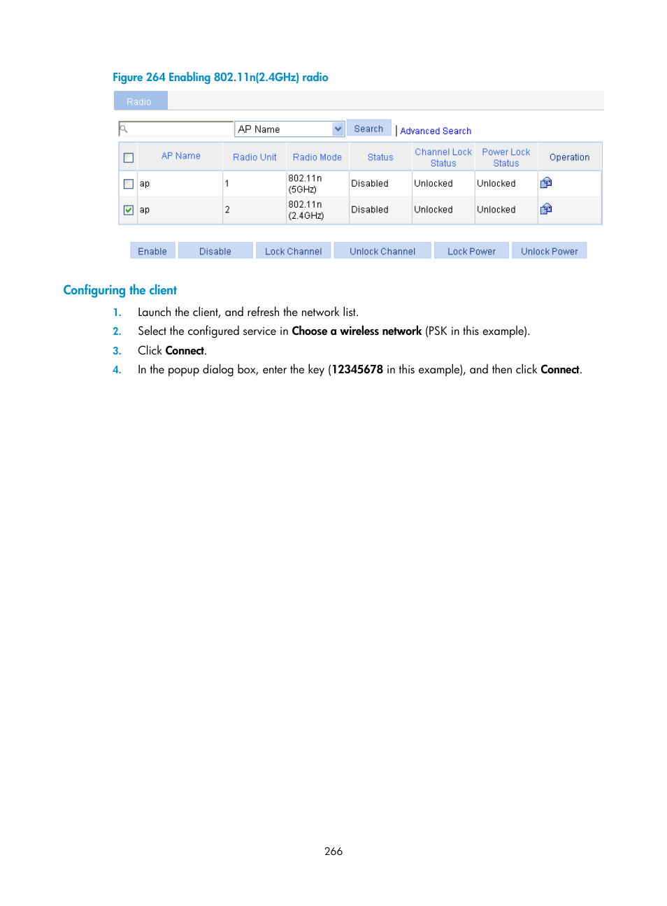 Configuring the client | H3C Technologies H3C WX3000E Series Wireless Switches User Manual | Page 282 / 640