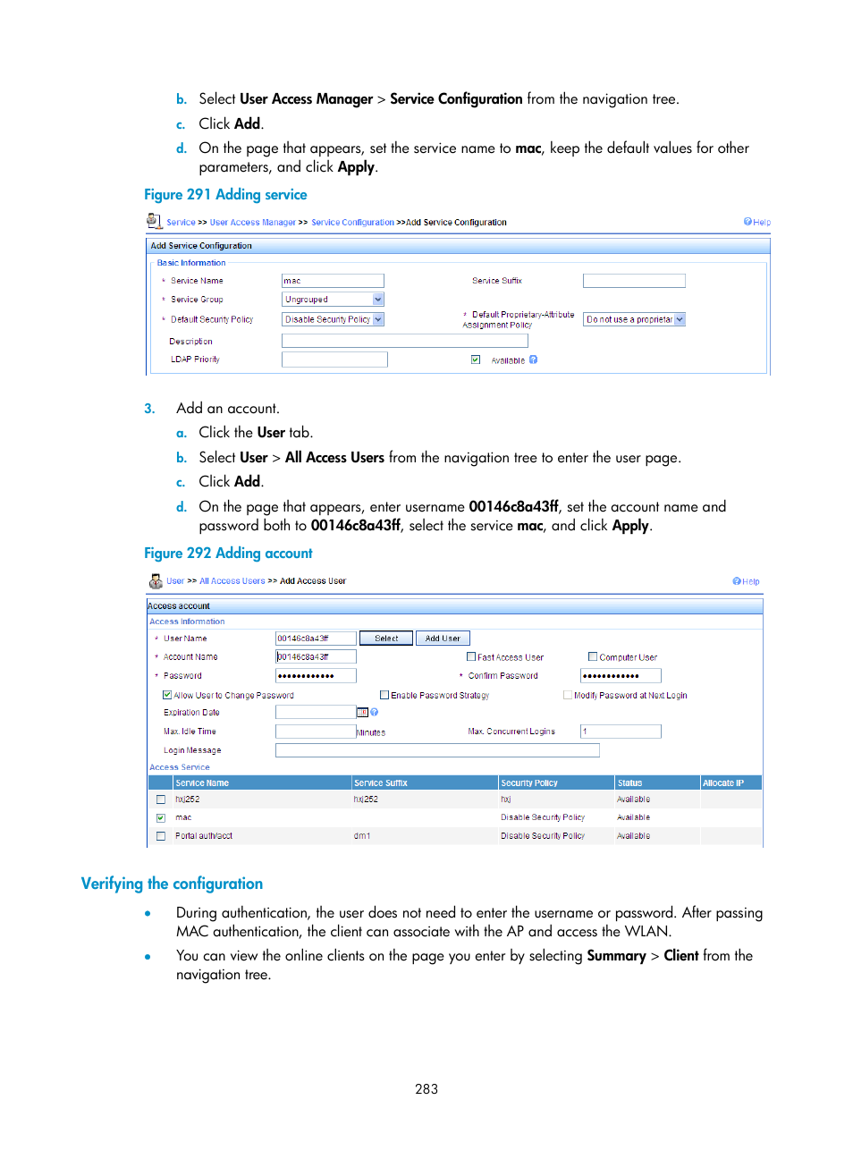 Verifying the configuration | H3C Technologies H3C WX3000E Series Wireless Switches User Manual | Page 299 / 640