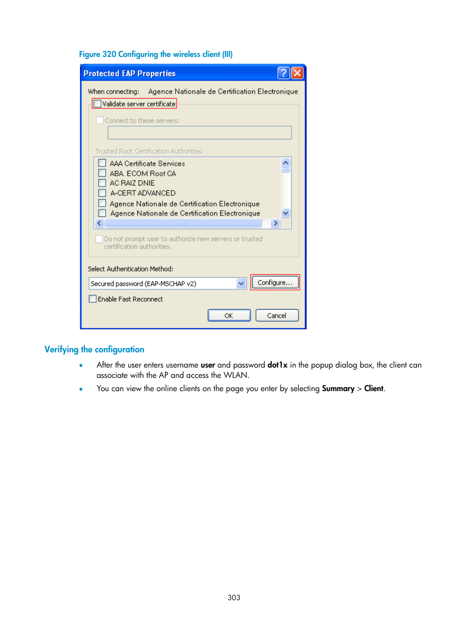 Verifying the configuration | H3C Technologies H3C WX3000E Series Wireless Switches User Manual | Page 319 / 640