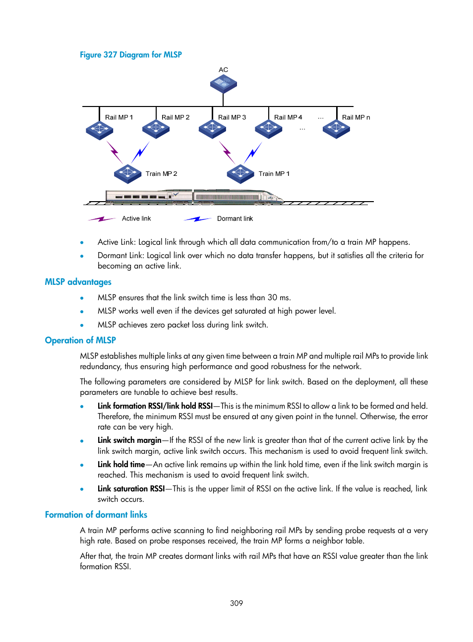 Mlsp advantages, Operation of mlsp, Formation of dormant links | H3C Technologies H3C WX3000E Series Wireless Switches User Manual | Page 325 / 640