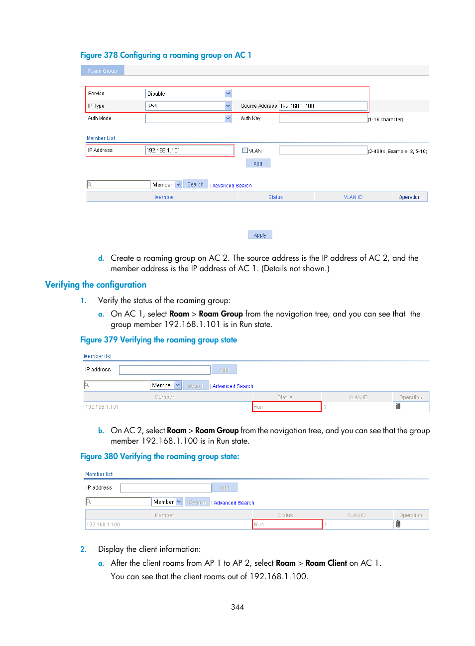 Verifying the configuration | H3C Technologies H3C WX3000E Series Wireless Switches User Manual | Page 360 / 640