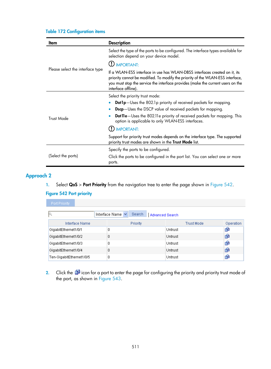 Approach 2, Described in, Table 172 | H3C Technologies H3C WX3000E Series Wireless Switches User Manual | Page 527 / 640