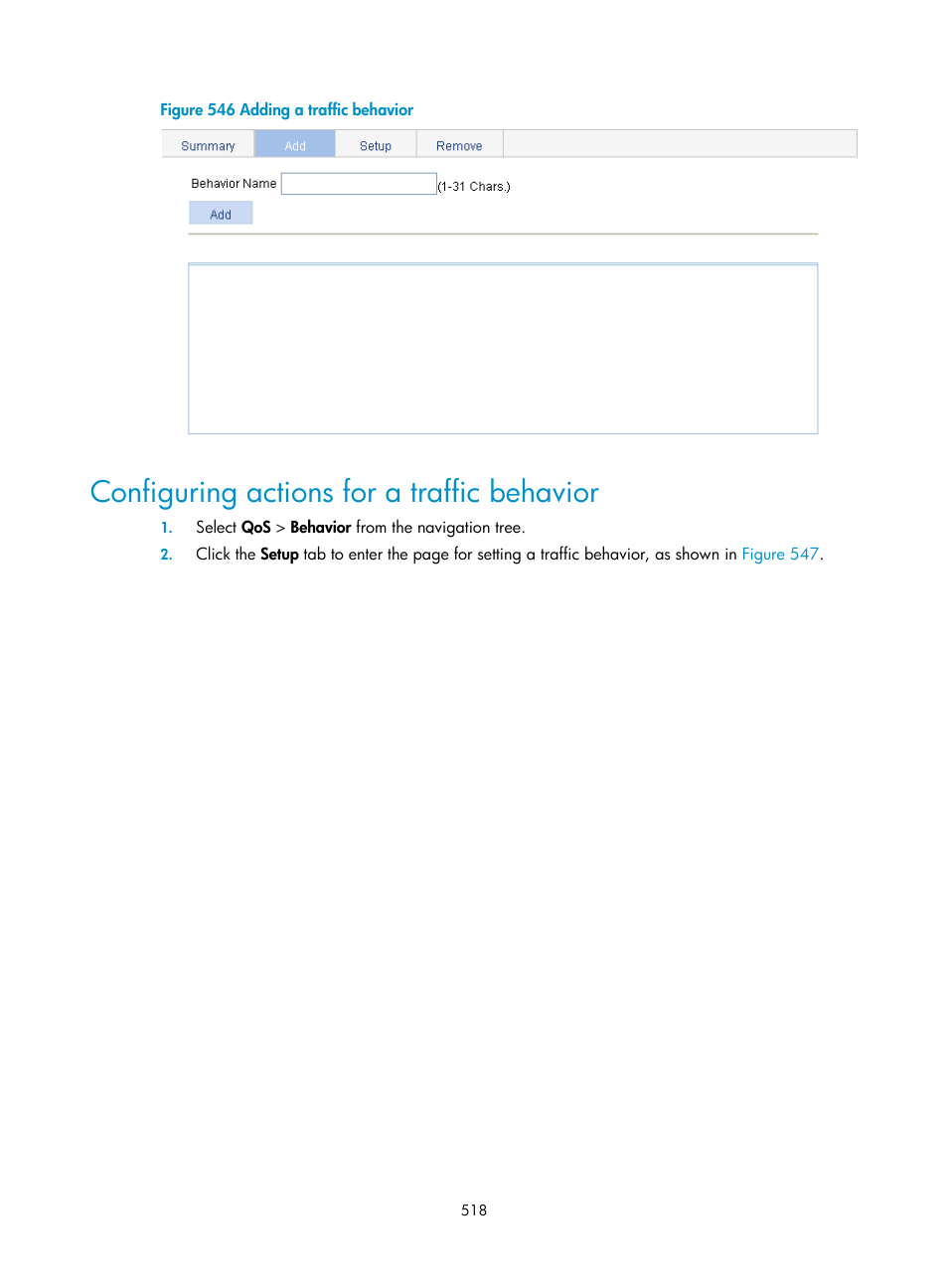 Configuring actions for a traffic behavior | H3C Technologies H3C WX3000E Series Wireless Switches User Manual | Page 534 / 640