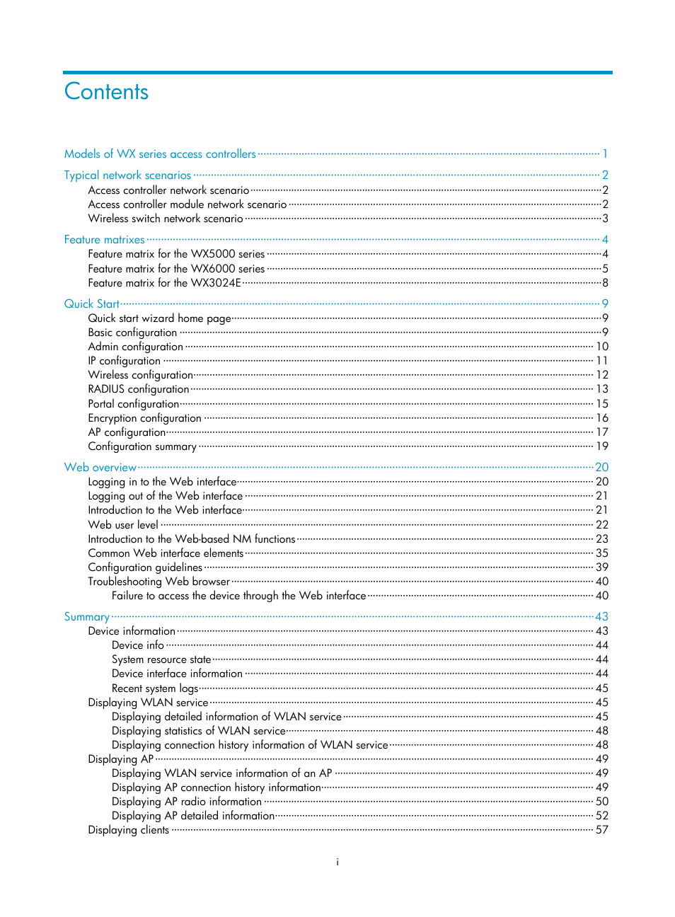 H3C Technologies H3C WX3000E Series Wireless Switches User Manual | Page 6 / 640