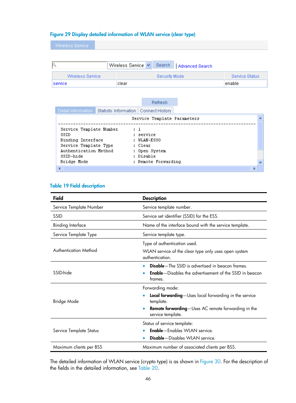 Figure 29, Table 19 | H3C Technologies H3C WX3000E Series Wireless Switches User Manual | Page 62 / 640