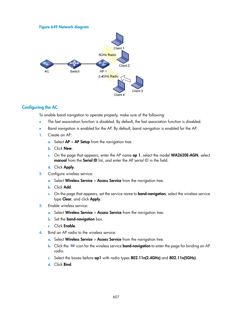 Configuring the ac | H3C Technologies H3C WX3000E Series Wireless Switches User Manual | Page 623 / 640