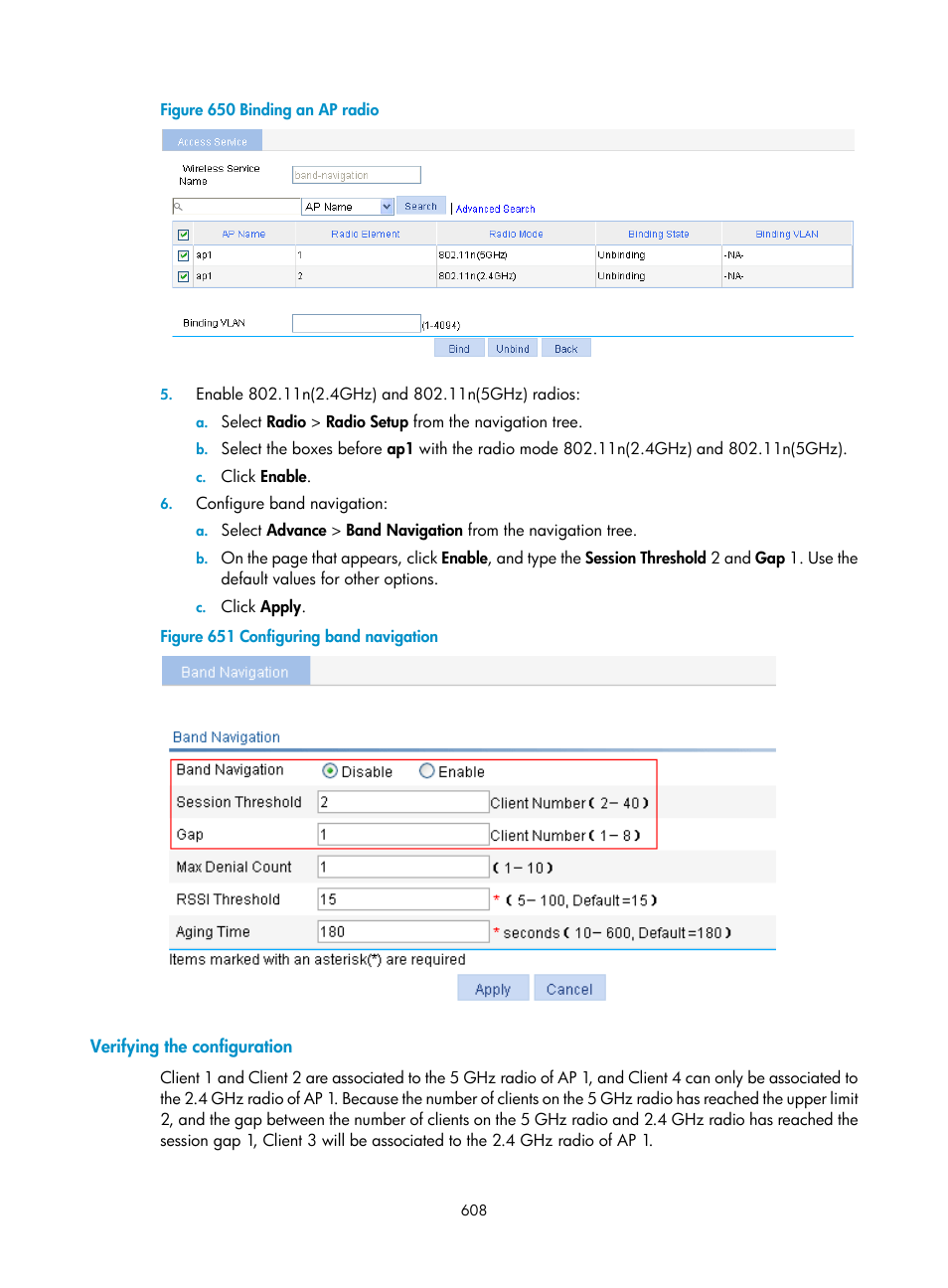 Verifying the configuration | H3C Technologies H3C WX3000E Series Wireless Switches User Manual | Page 624 / 640