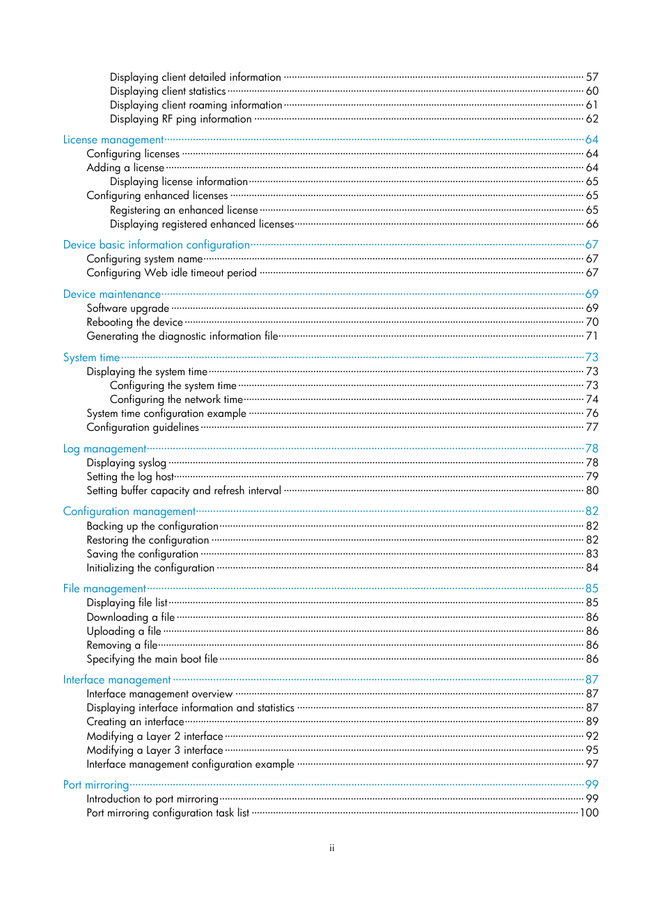H3C Technologies H3C WX3000E Series Wireless Switches User Manual | Page 7 / 640
