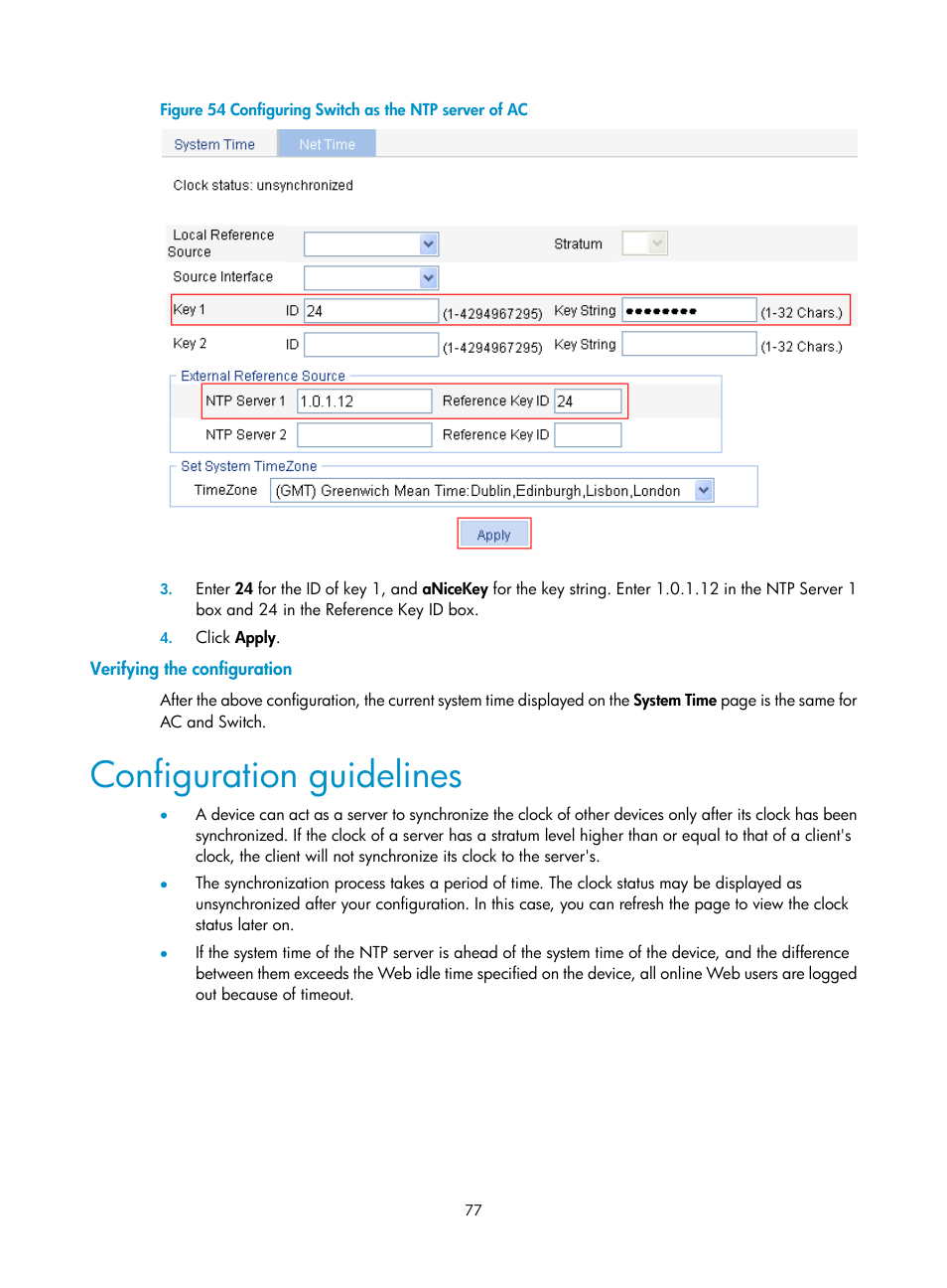 Verifying the configuration, Configuration guidelines | H3C Technologies H3C WX3000E Series Wireless Switches User Manual | Page 93 / 640