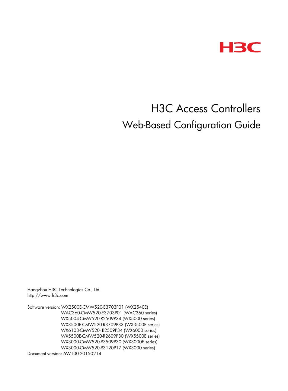 H3C Technologies H3C WX3000E Series Wireless Switches User Manual | 965 pages