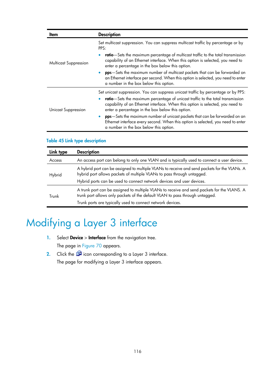 Modifying a layer 3 interface | H3C Technologies H3C WX3000E Series Wireless Switches User Manual | Page 137 / 965