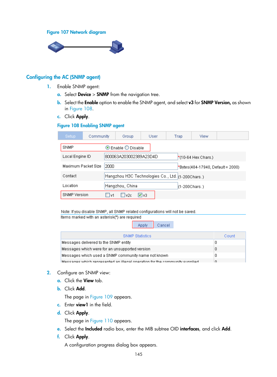 Configuring the ac (snmp agent) | H3C Technologies H3C WX3000E Series Wireless Switches User Manual | Page 166 / 965