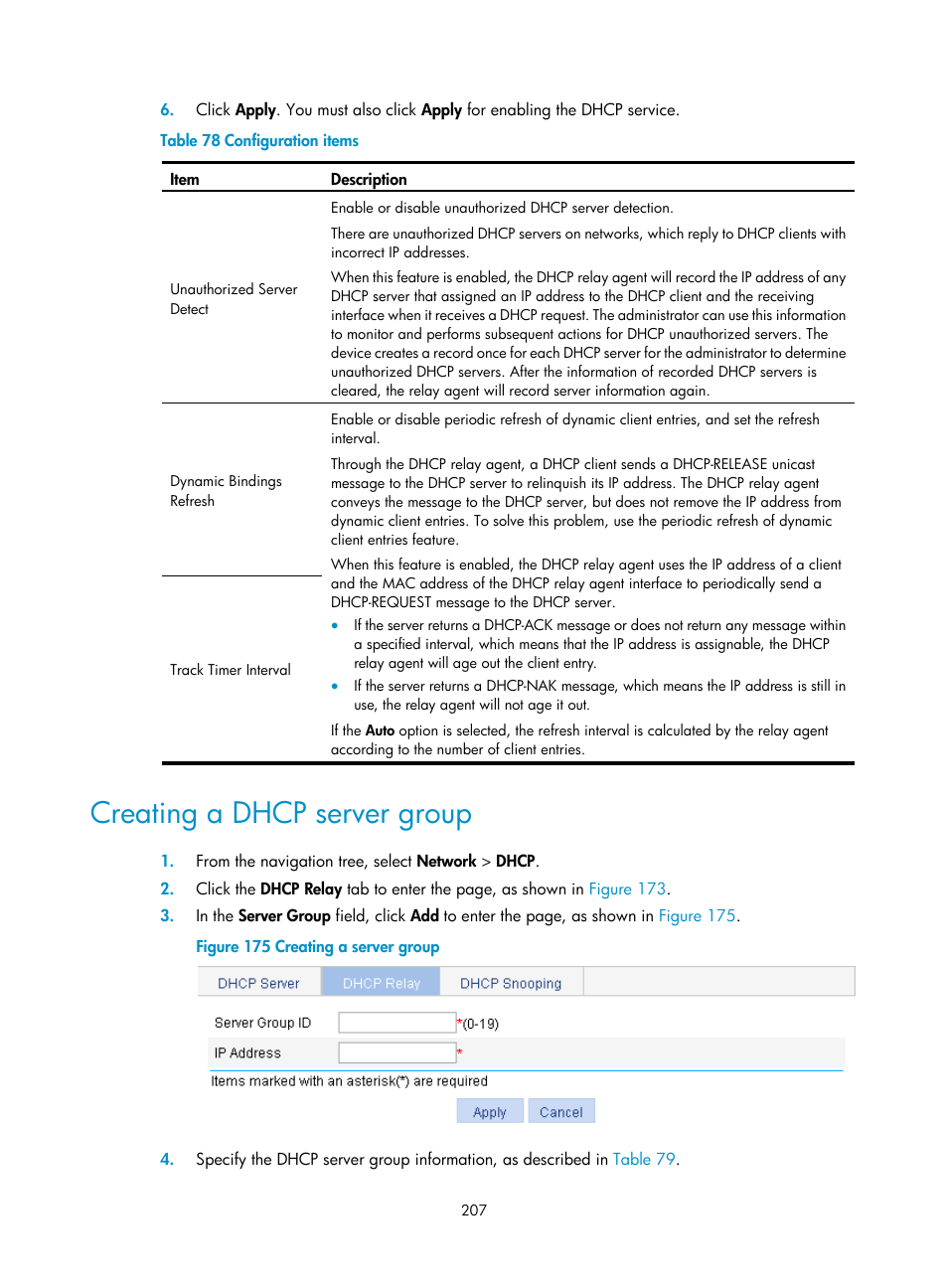 Creating a dhcp server group | H3C Technologies H3C WX3000E Series Wireless Switches User Manual | Page 228 / 965