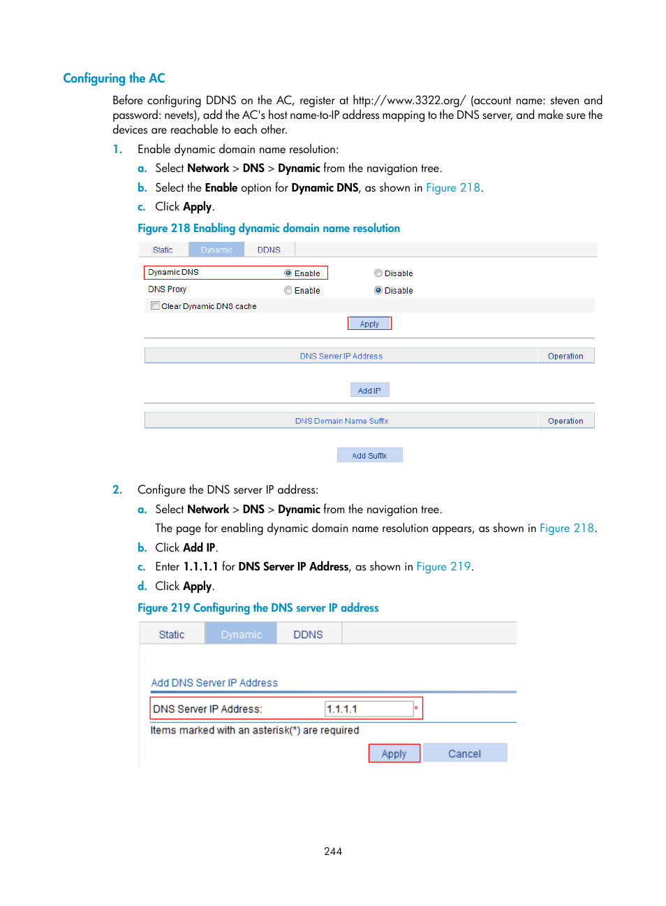 Configuring the ac | H3C Technologies H3C WX3000E Series Wireless Switches User Manual | Page 265 / 965