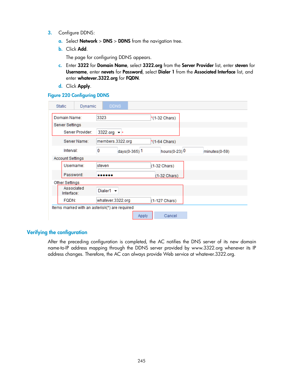 Verifying the configuration | H3C Technologies H3C WX3000E Series Wireless Switches User Manual | Page 266 / 965