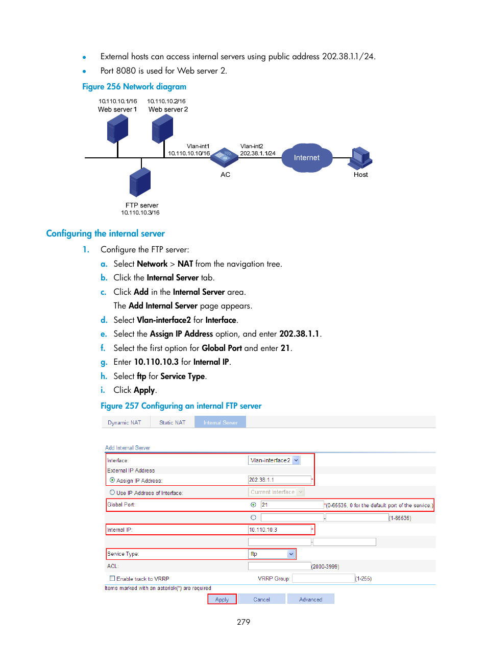 Configuring the internal server | H3C Technologies H3C WX3000E Series Wireless Switches User Manual | Page 300 / 965