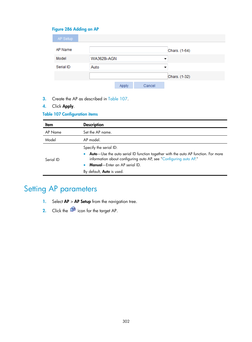 Setting ap parameters | H3C Technologies H3C WX3000E Series Wireless Switches User Manual | Page 323 / 965