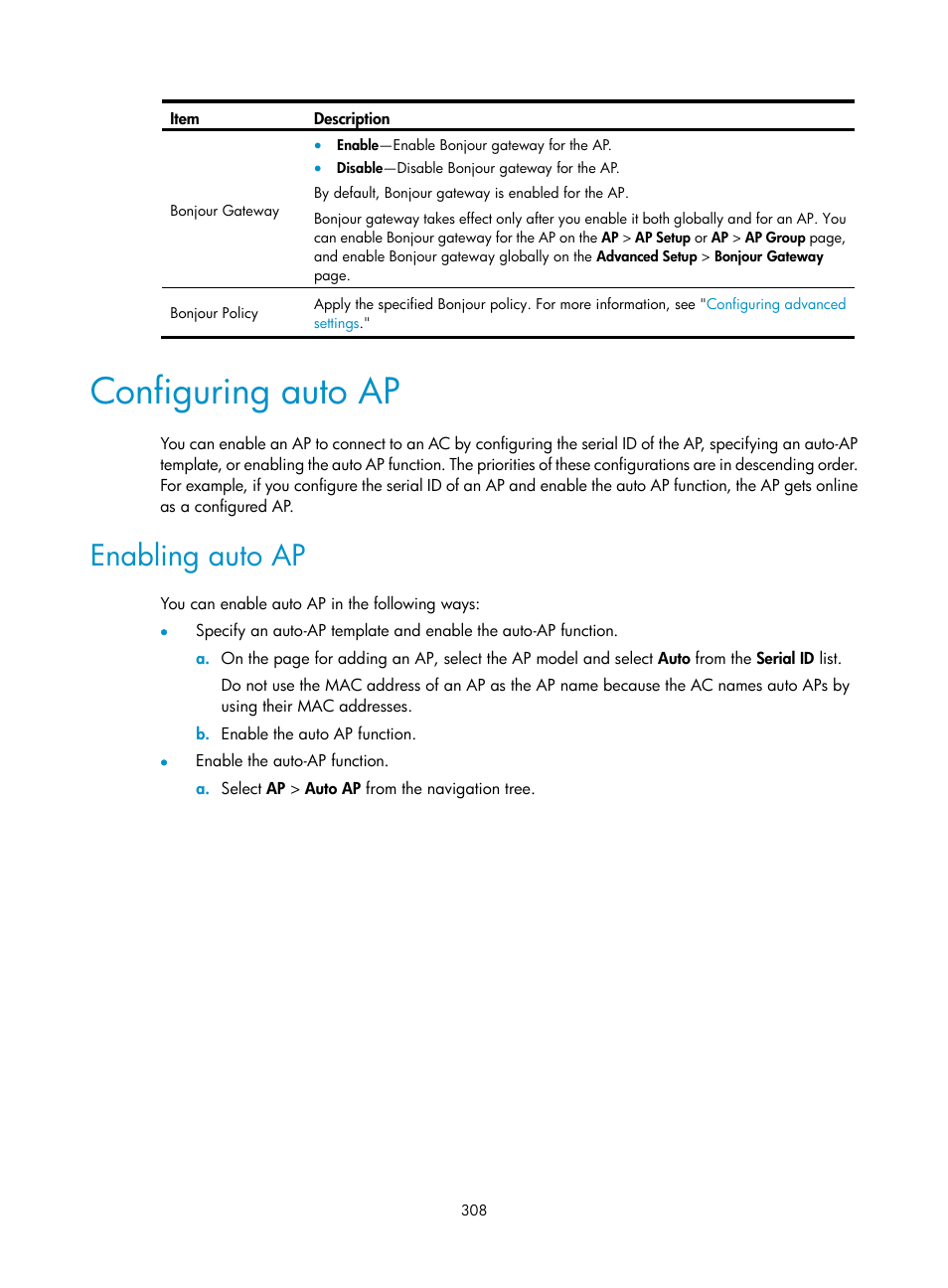 Configuring auto ap, Enabling auto ap | H3C Technologies H3C WX3000E Series Wireless Switches User Manual | Page 329 / 965
