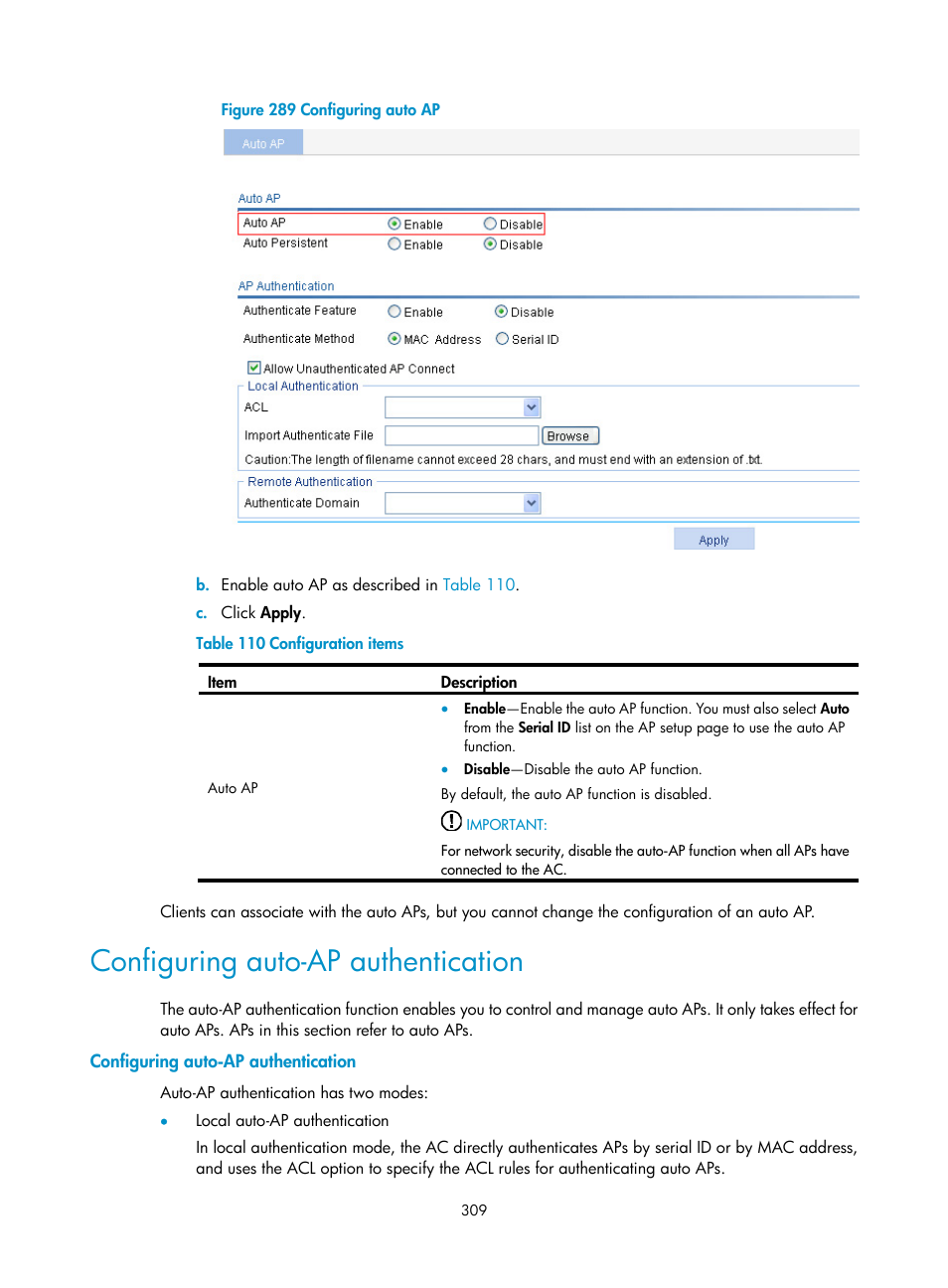 Configuring auto-ap authentication | H3C Technologies H3C WX3000E Series Wireless Switches User Manual | Page 330 / 965