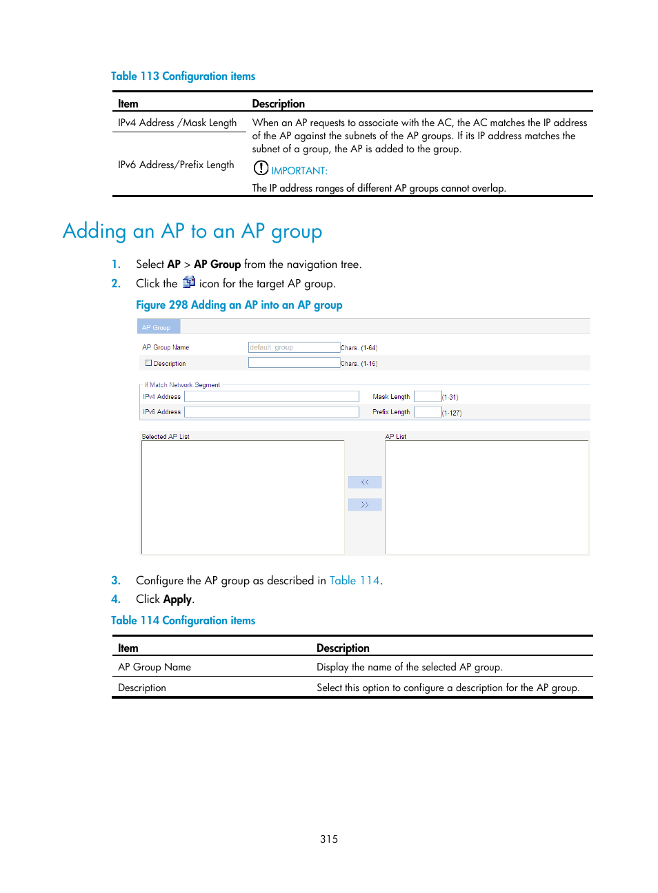 Adding an ap to an ap group | H3C Technologies H3C WX3000E Series Wireless Switches User Manual | Page 336 / 965