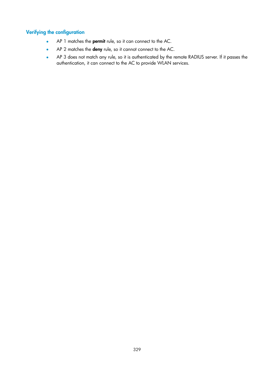 Verifying the configuration | H3C Technologies H3C WX3000E Series Wireless Switches User Manual | Page 350 / 965