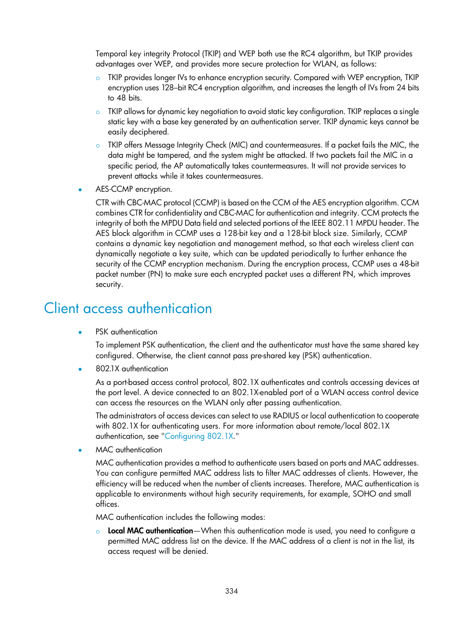 Client access authentication | H3C Technologies H3C WX3000E Series Wireless Switches User Manual | Page 355 / 965