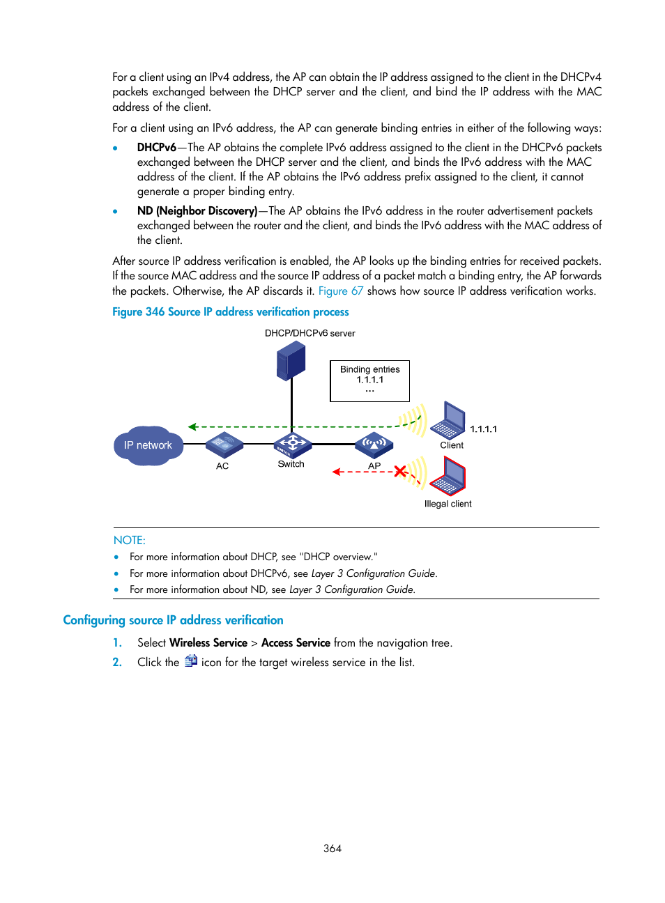 Configuring source ip address verification | H3C Technologies H3C WX3000E Series Wireless Switches User Manual | Page 385 / 965