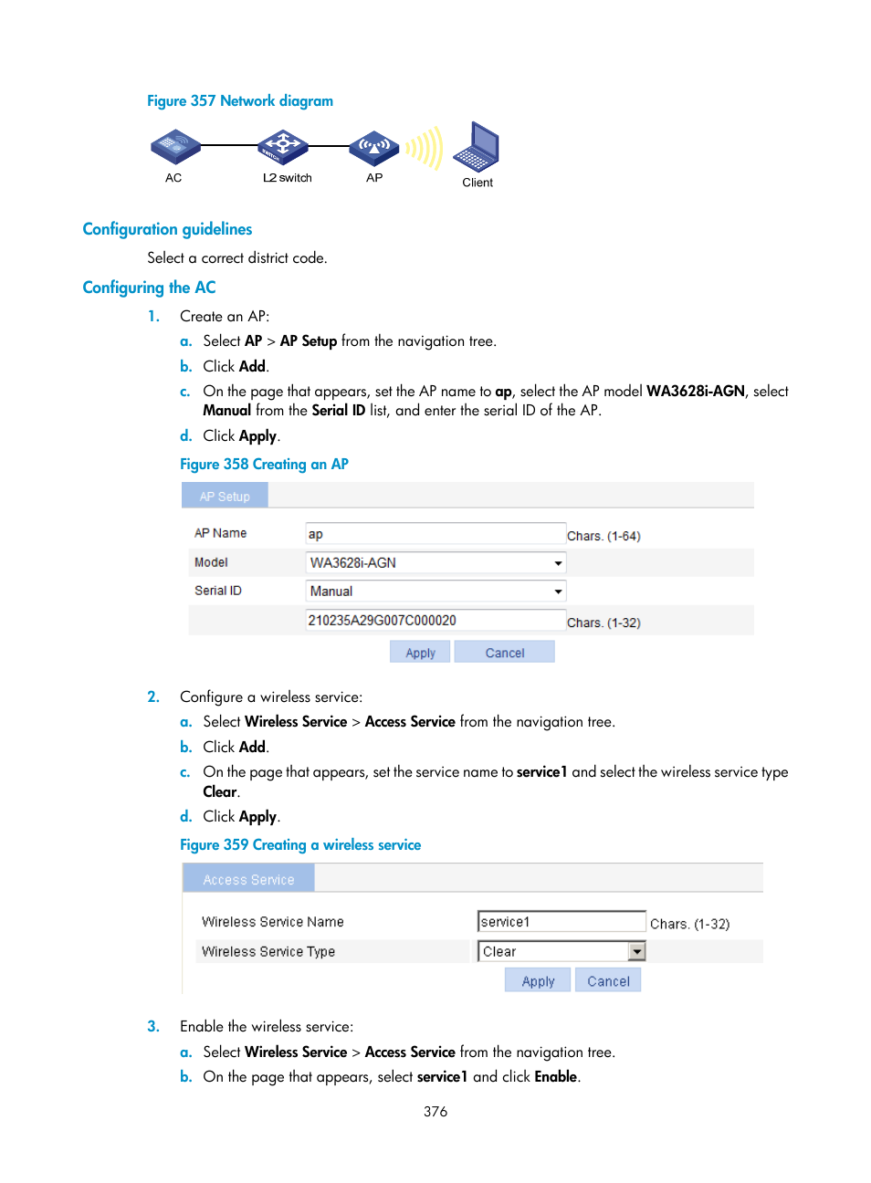 Configuration guidelines, Configuring the ac, Figure 78 | H3C Technologies H3C WX3000E Series Wireless Switches User Manual | Page 397 / 965