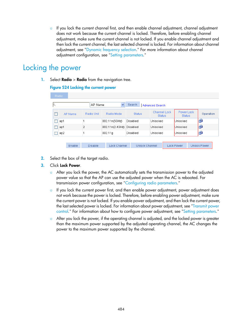 Locking the power | H3C Technologies H3C WX3000E Series Wireless Switches User Manual | Page 505 / 965