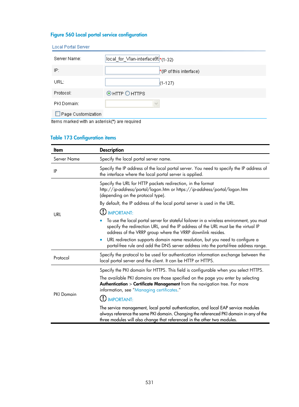 Figure 281, Table 173 | H3C Technologies H3C WX3000E Series Wireless Switches User Manual | Page 552 / 965