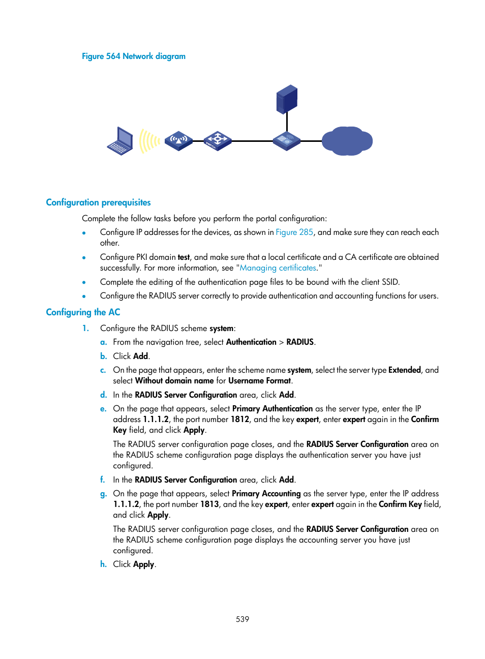 Configuration prerequisites, Configuring the ac | H3C Technologies H3C WX3000E Series Wireless Switches User Manual | Page 560 / 965