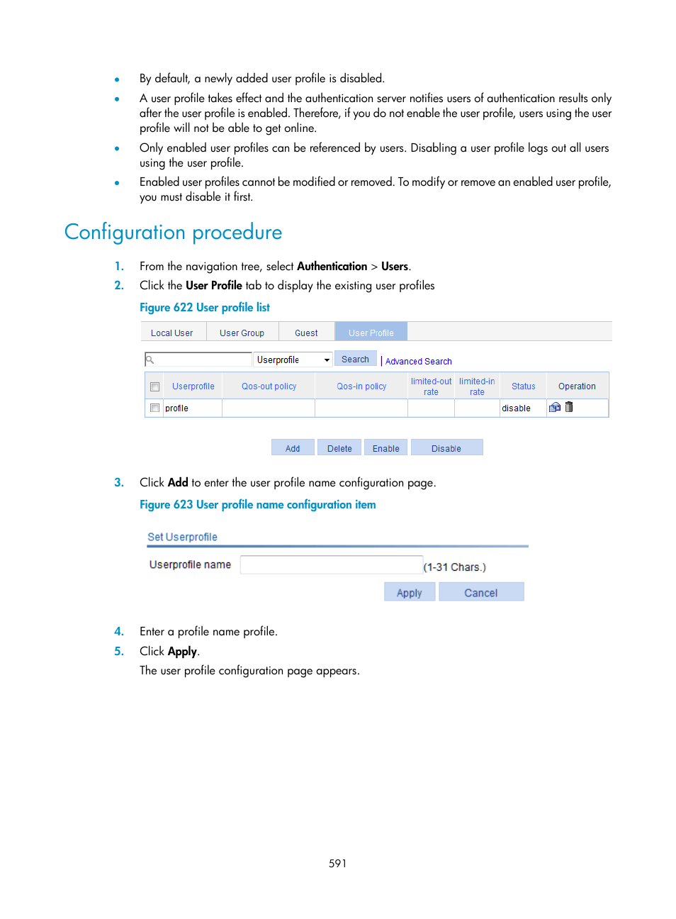 Configuration procedure | H3C Technologies H3C WX3000E Series Wireless Switches User Manual | Page 612 / 965