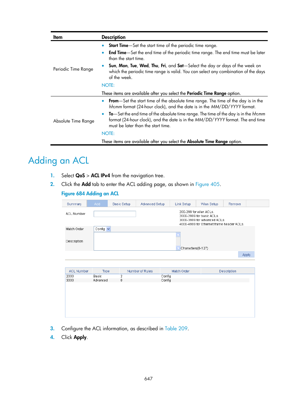 Adding an acl | H3C Technologies H3C WX3000E Series Wireless Switches User Manual | Page 668 / 965