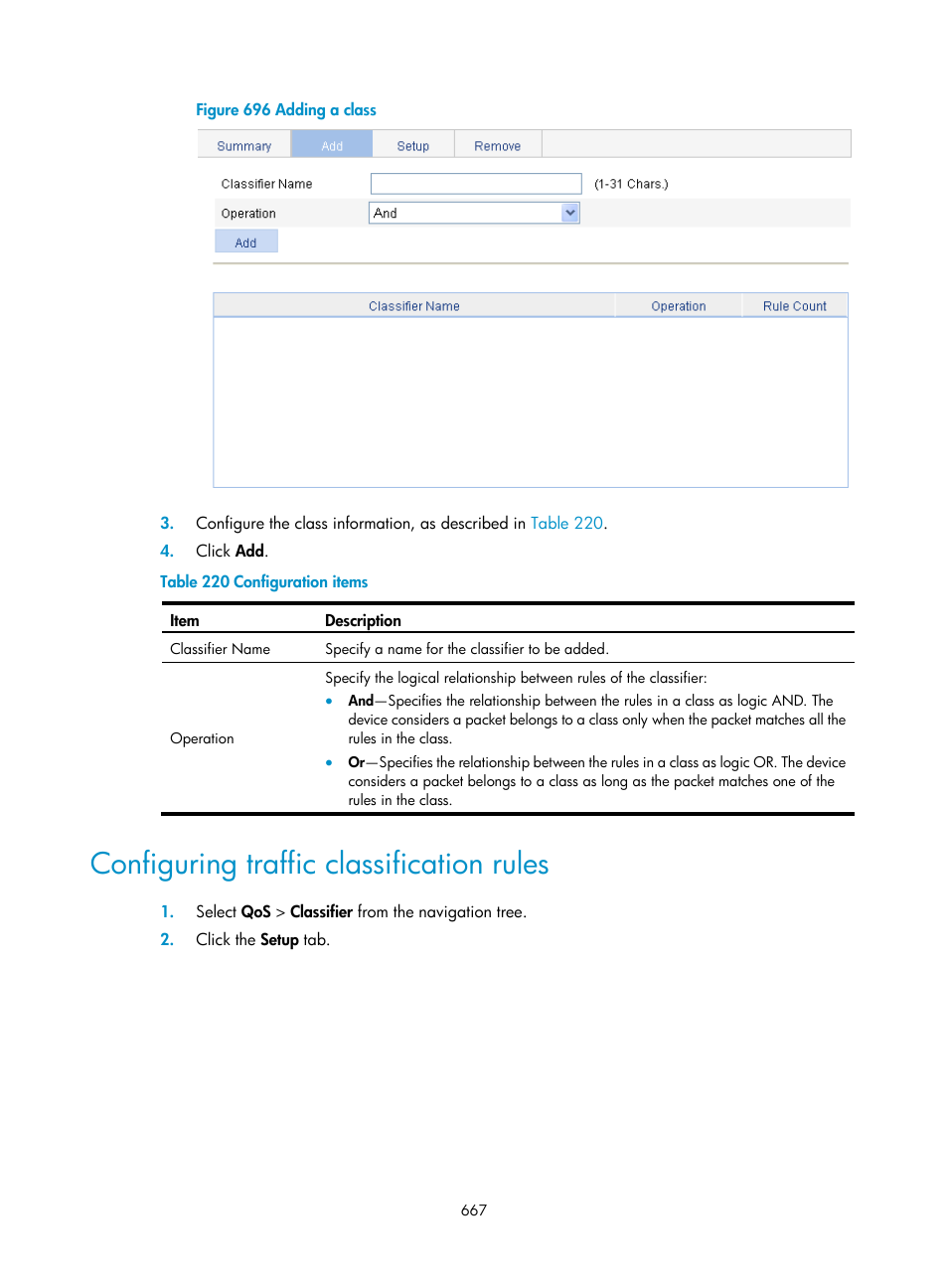 Configuring traffic classification rules | H3C Technologies H3C WX3000E Series Wireless Switches User Manual | Page 688 / 965