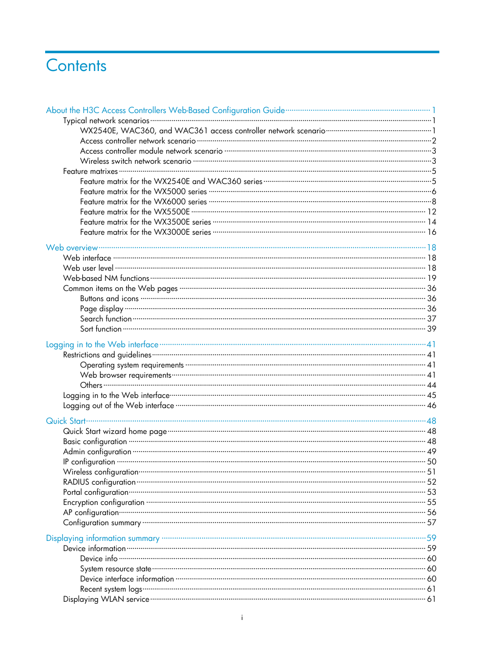 H3C Technologies H3C WX3000E Series Wireless Switches User Manual | Page 7 / 965