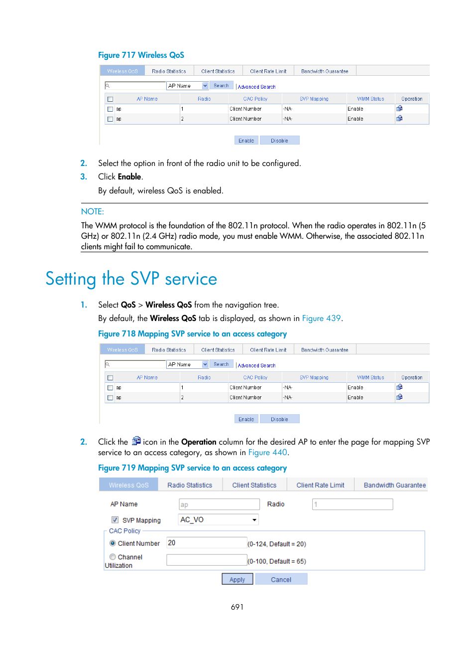 Setting the svp service | H3C Technologies H3C WX3000E Series Wireless Switches User Manual | Page 712 / 965