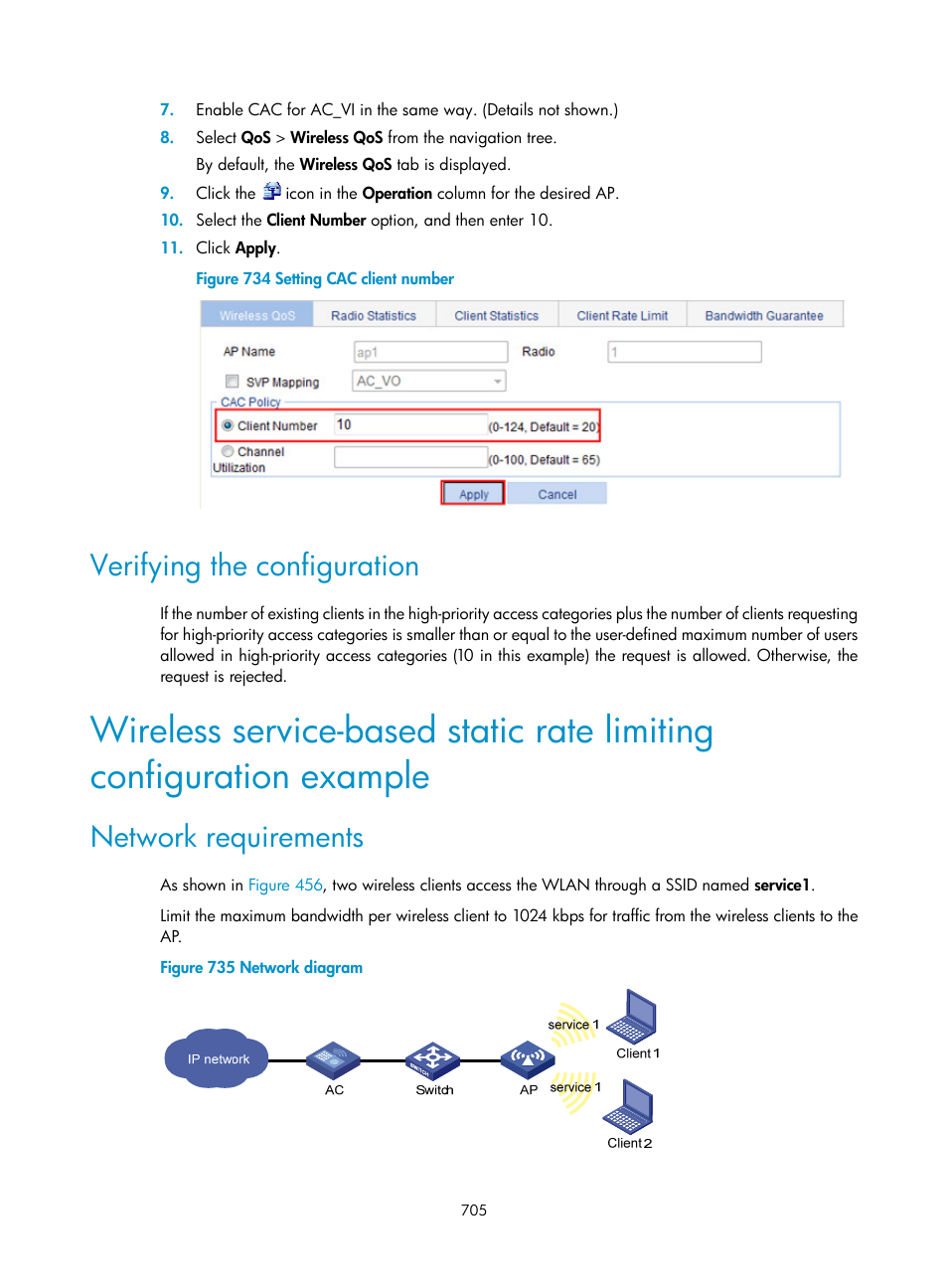 Verifying the configuration, Network requirements | H3C Technologies H3C WX3000E Series Wireless Switches User Manual | Page 726 / 965