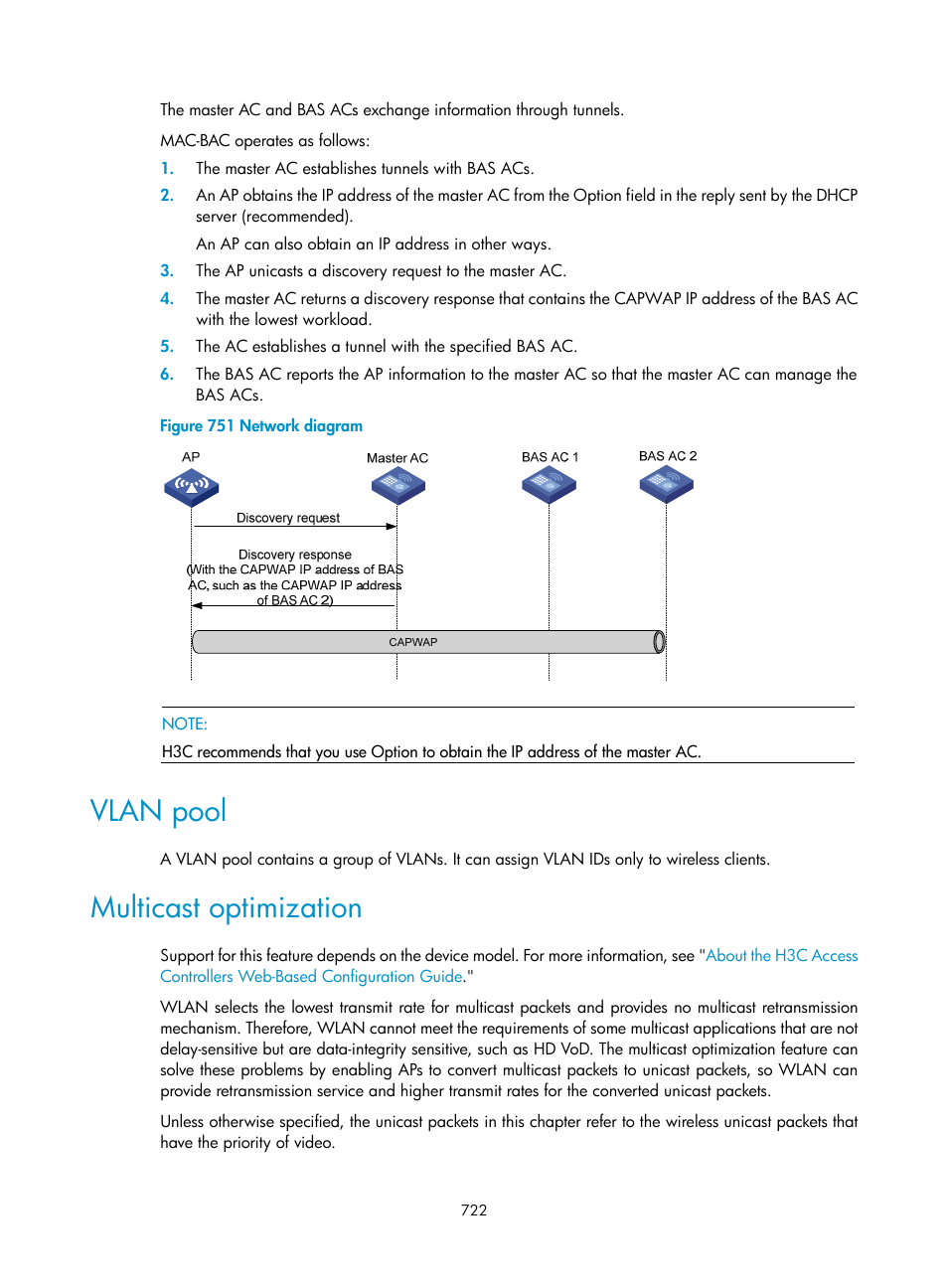 Vlan pool, Multicast optimization | H3C Technologies H3C WX3000E Series Wireless Switches User Manual | Page 743 / 965