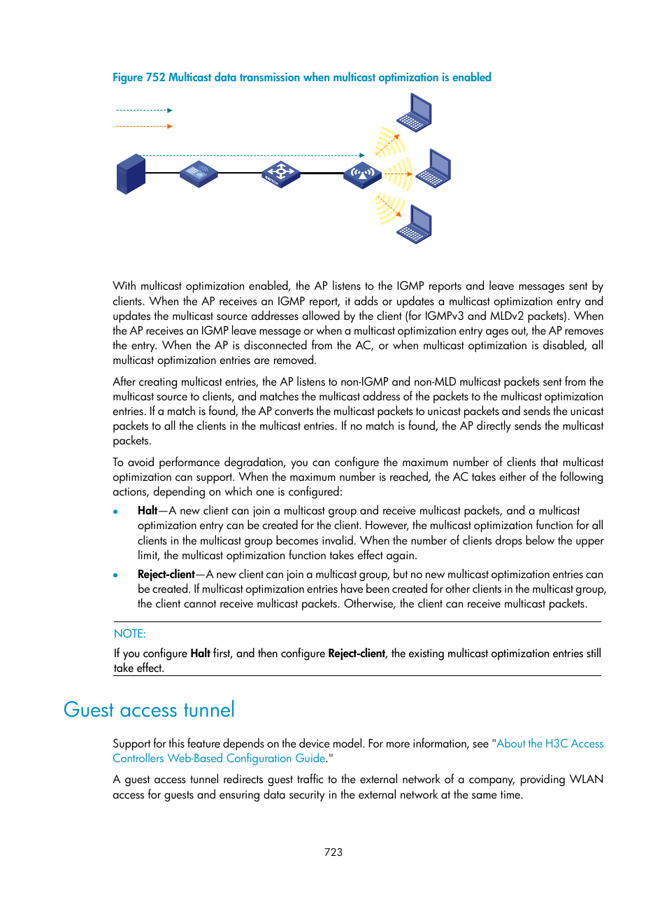 Guest access tunnel | H3C Technologies H3C WX3000E Series Wireless Switches User Manual | Page 744 / 965