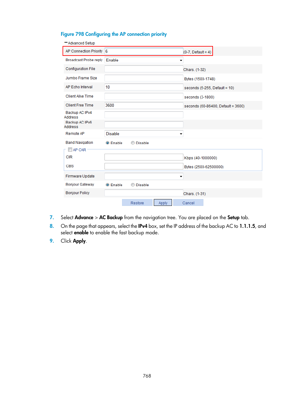 H3C Technologies H3C WX3000E Series Wireless Switches User Manual | Page 789 / 965