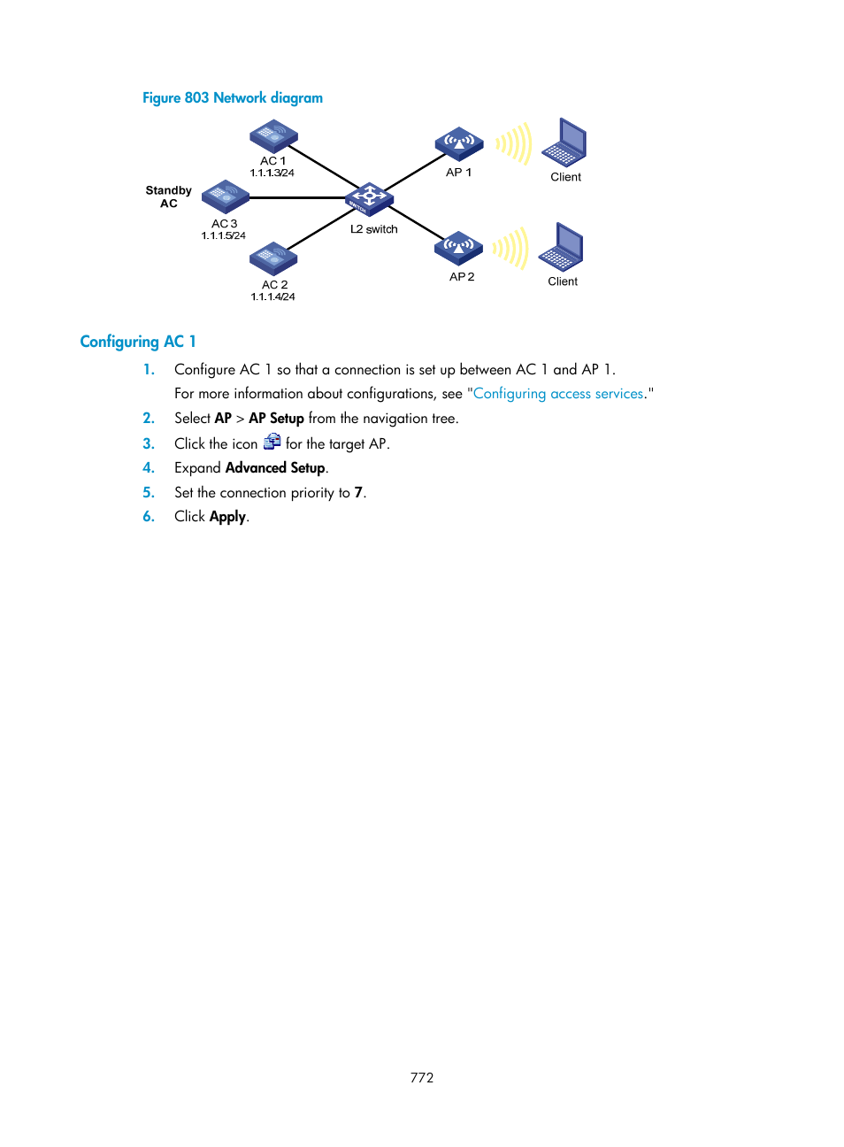 Configuring ac 1 | H3C Technologies H3C WX3000E Series Wireless Switches User Manual | Page 793 / 965