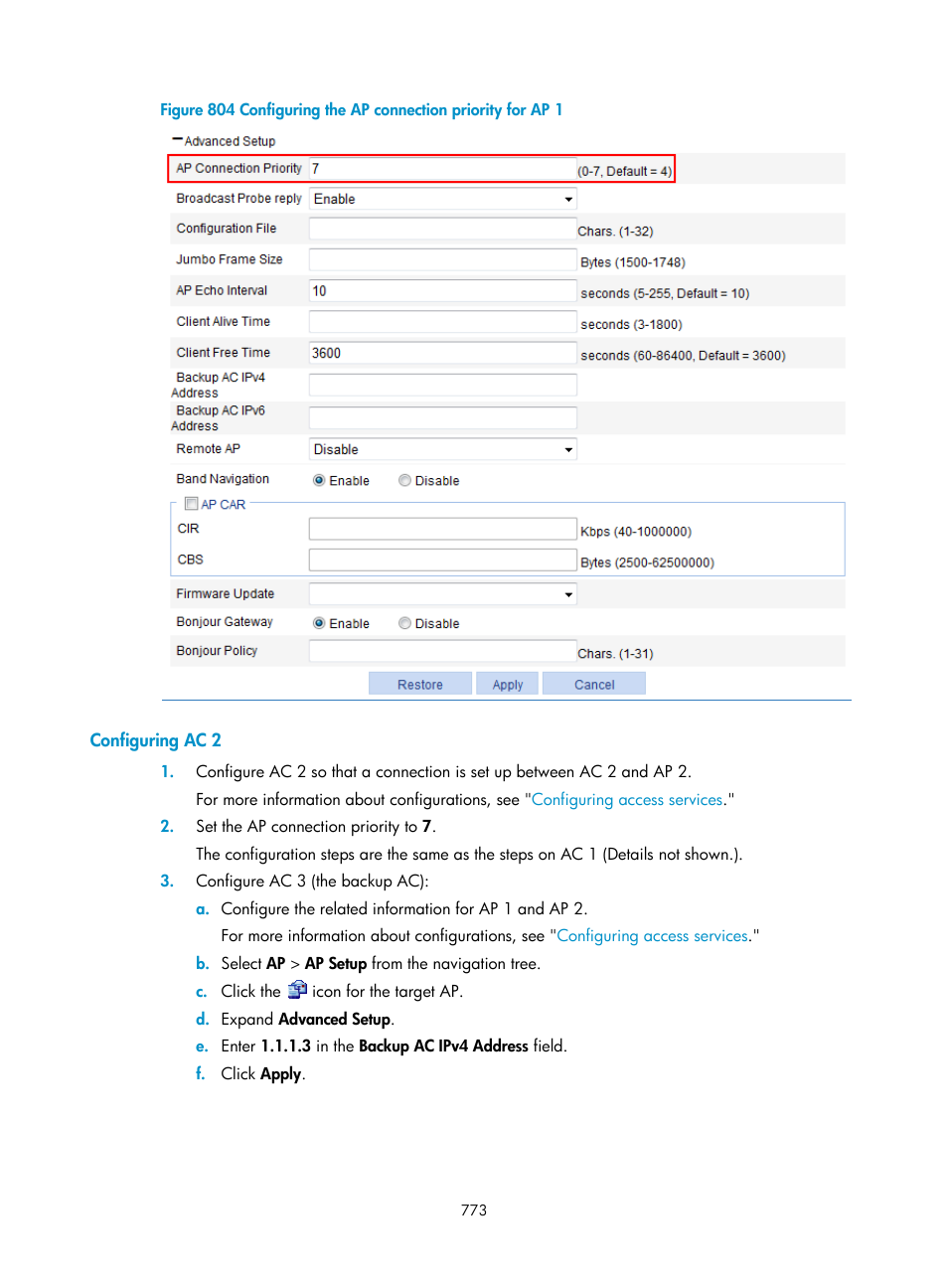 Configuring ac 2 | H3C Technologies H3C WX3000E Series Wireless Switches User Manual | Page 794 / 965