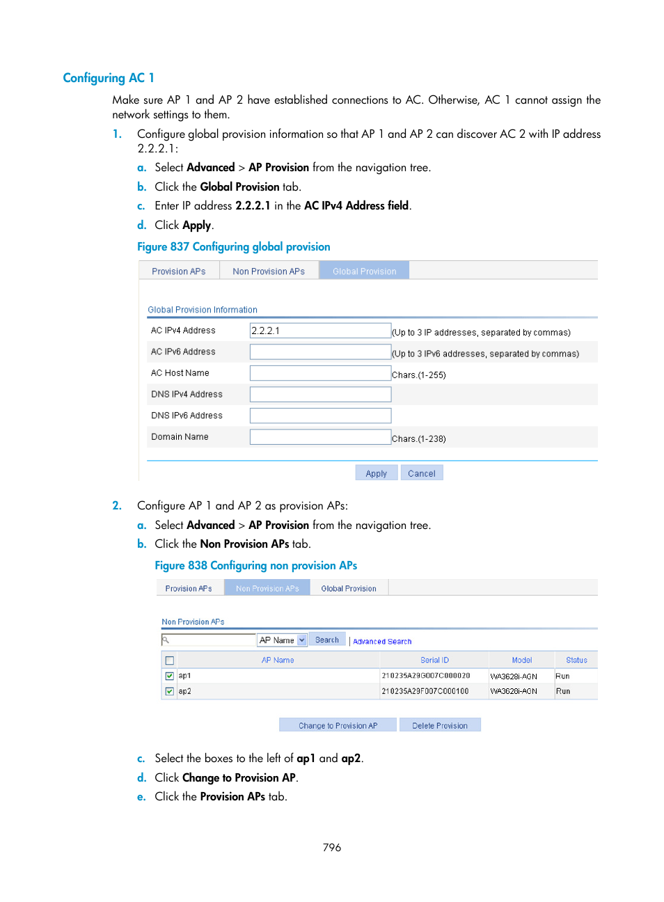 Configuring ac 1 | H3C Technologies H3C WX3000E Series Wireless Switches User Manual | Page 817 / 965