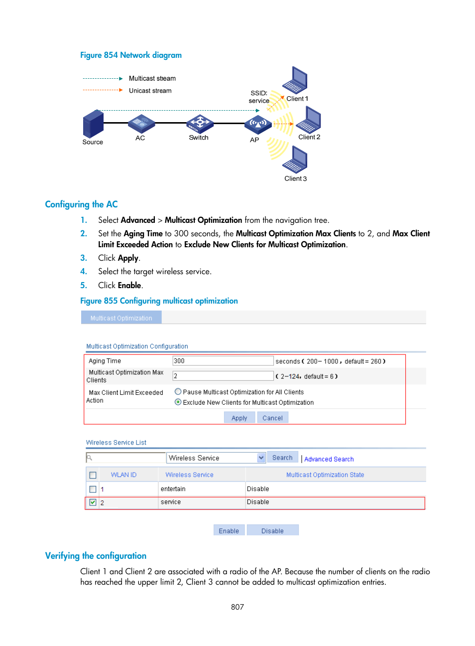 Configuring the ac, Verifying the configuration | H3C Technologies H3C WX3000E Series Wireless Switches User Manual | Page 828 / 965