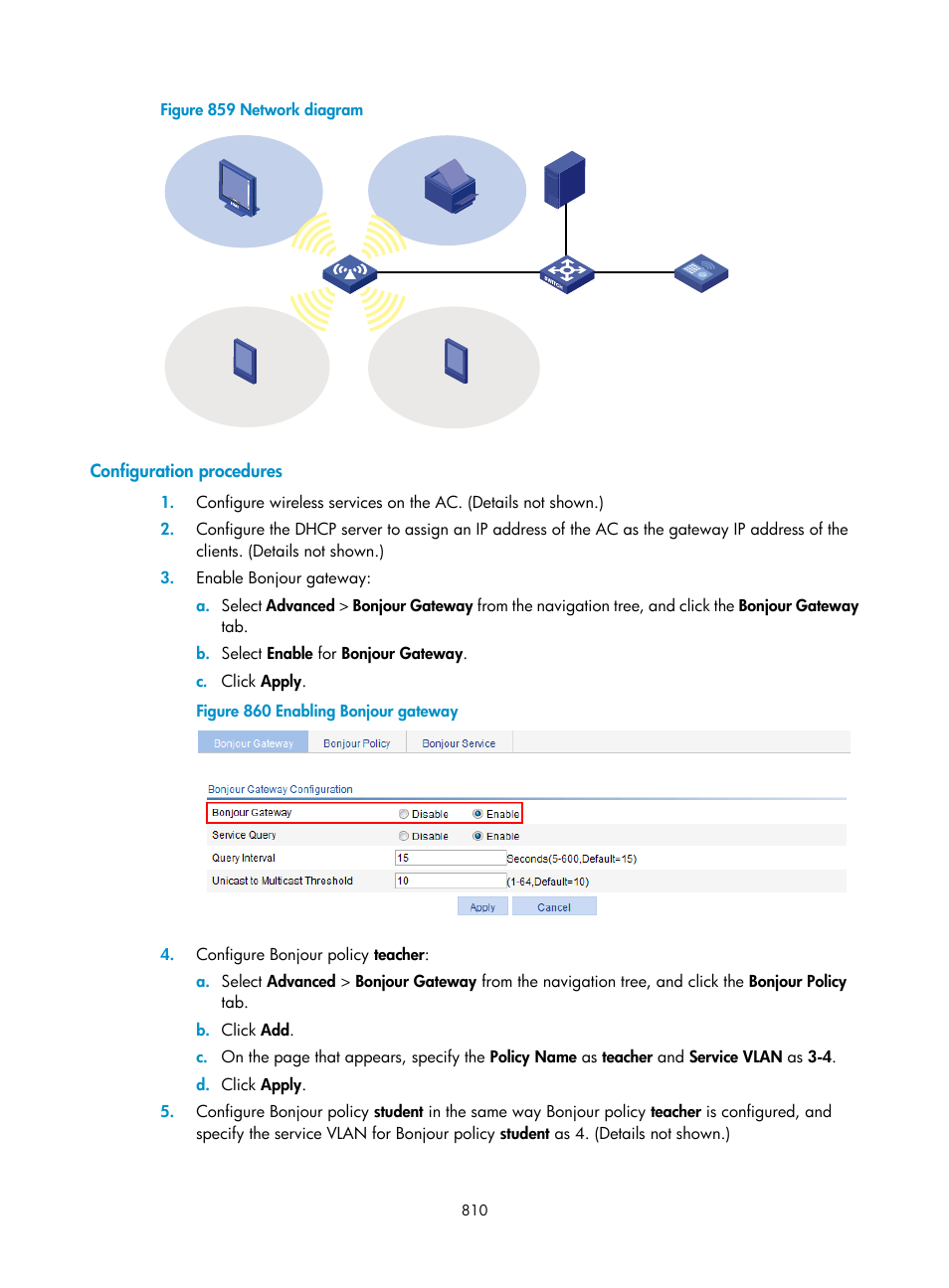 Configuration procedures | H3C Technologies H3C WX3000E Series Wireless Switches User Manual | Page 831 / 965