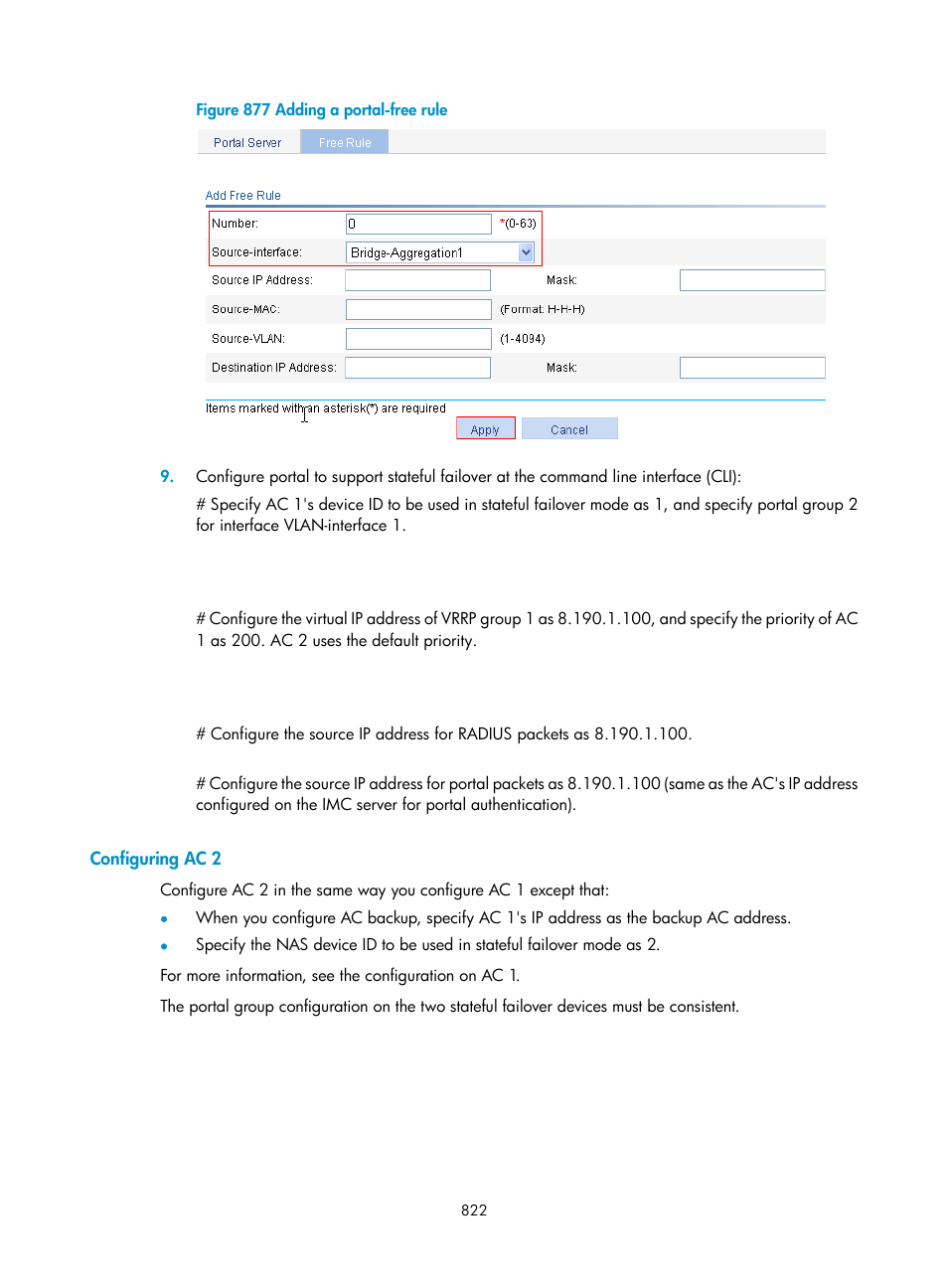 Configuring ac 2 | H3C Technologies H3C WX3000E Series Wireless Switches User Manual | Page 843 / 965