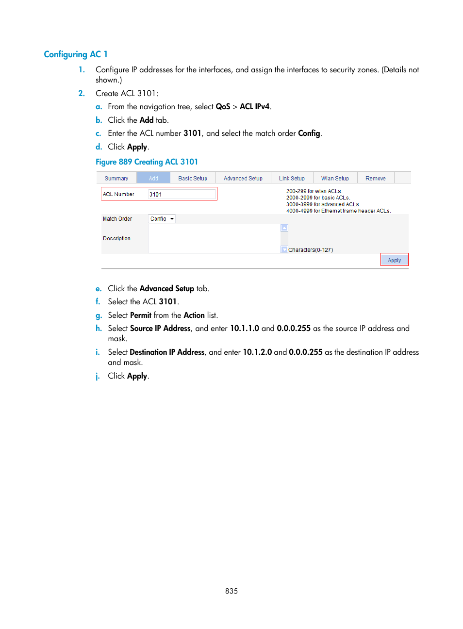Configuring ac 1 | H3C Technologies H3C WX3000E Series Wireless Switches User Manual | Page 856 / 965