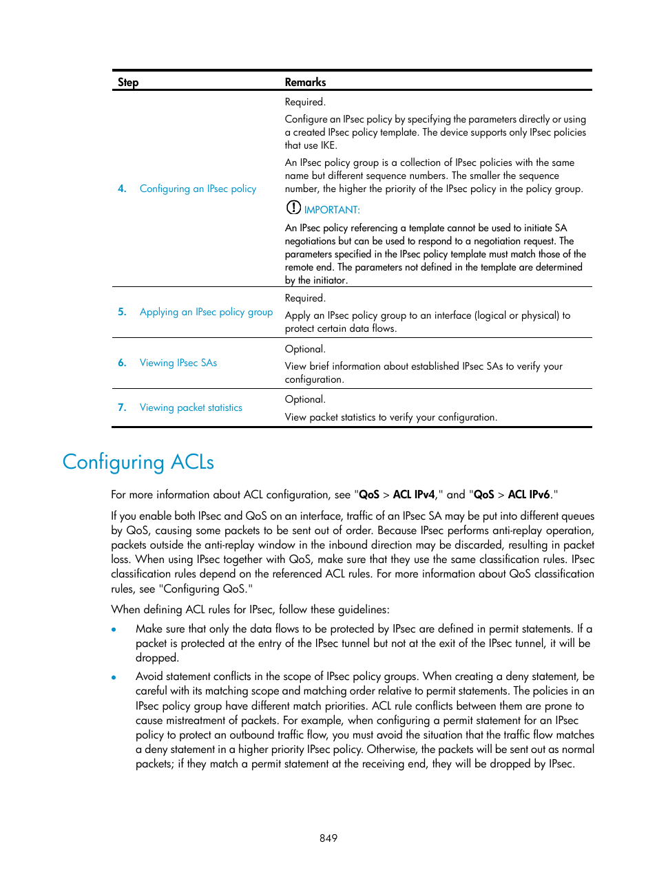 Configuring acls | H3C Technologies H3C WX3000E Series Wireless Switches User Manual | Page 870 / 965