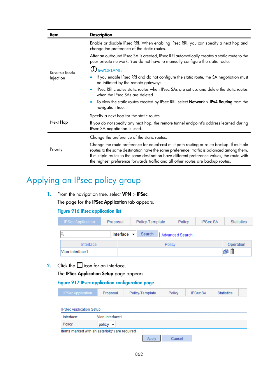 Applying an ipsec policy group | H3C Technologies H3C WX3000E Series Wireless Switches User Manual | Page 883 / 965