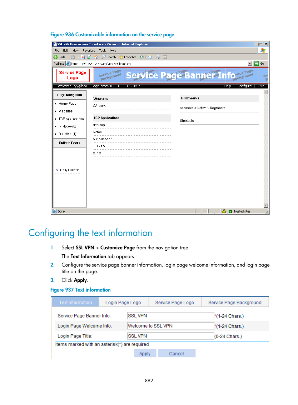 Configuring the text information, Figure 657 | H3C Technologies H3C WX3000E Series Wireless Switches User Manual | Page 903 / 965
